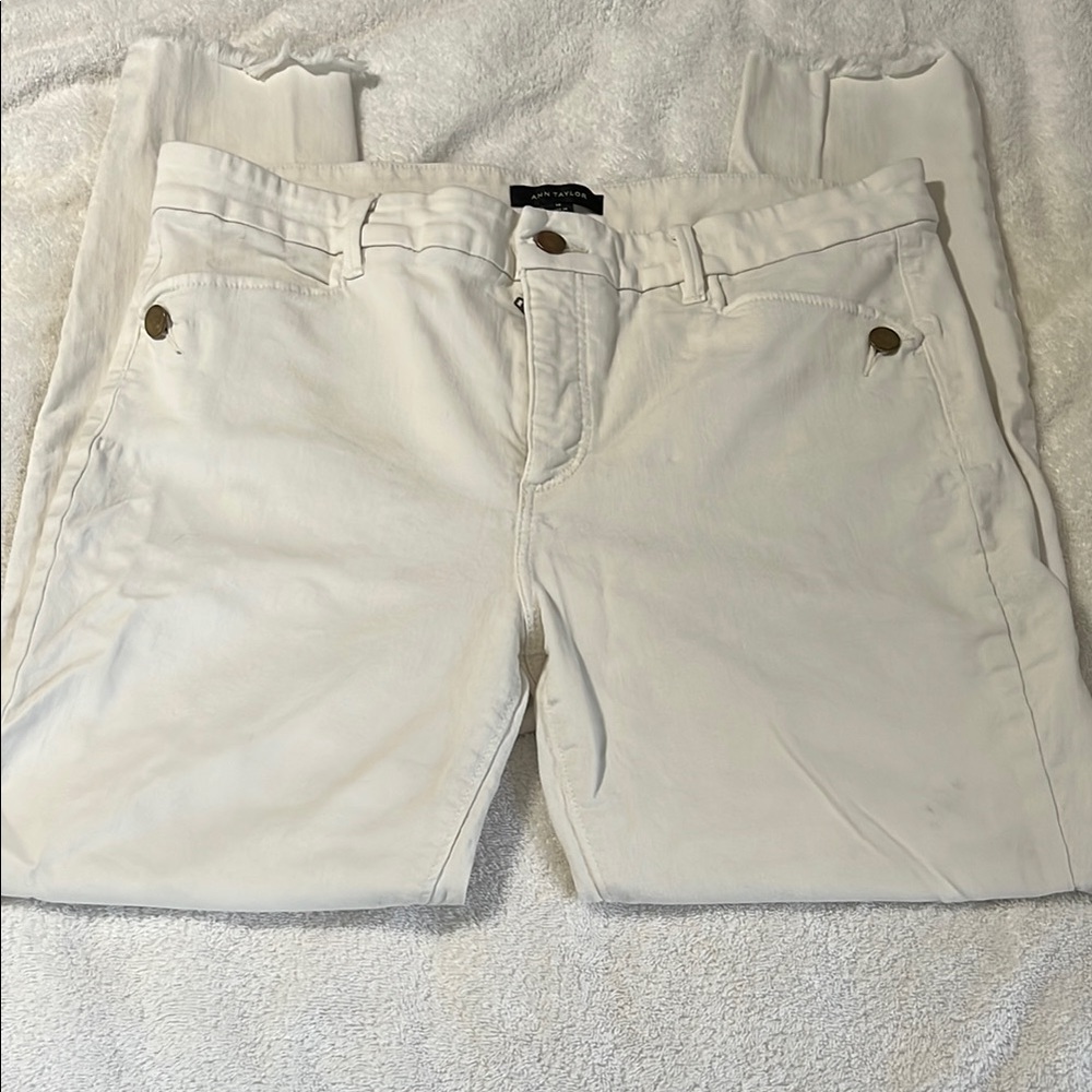 Ann Taylor White Skinny Jeans Lightweight Denim